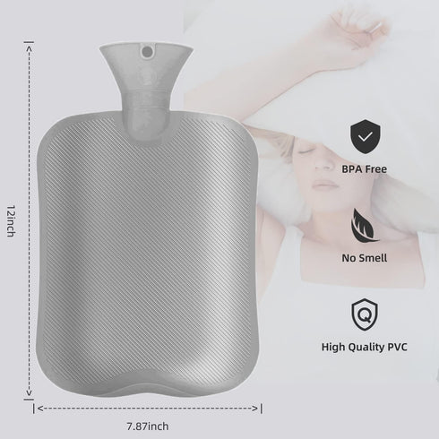 Hot Water Bottle with Classic Striped Cover, 2L Hot Water Bag for Menstrual Cramps, Neck and Shoulder Pain Relief, Hot and Cold Therapies, Hand Fe...