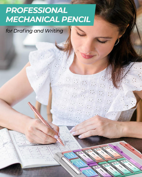 Nicpro 0.7 mm Mechanical Pencils Set with Case, 3PCS Metal Drafting Pencil, Pastel Mechanical Pencils 0.7 With 480 PCS HB Pencil Leads, 3 Erasers,...