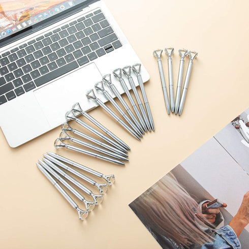 PASISIBICK 20 Silver Diamond Pens Cute Beautiful Ballpoint Pens for Women Wedding Coworkers Crystal Gifts(20 PCS)...