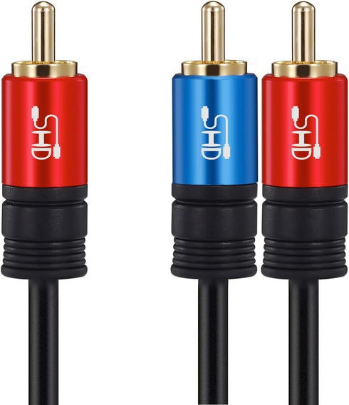 SHD RCA to 2RCA Subwoofer Cable Audio Cable 2RCA to 1RCA Bi-Directional RCA Y Adapter Premium Sound Quality Dual Shielded with Gold Plated Connect...