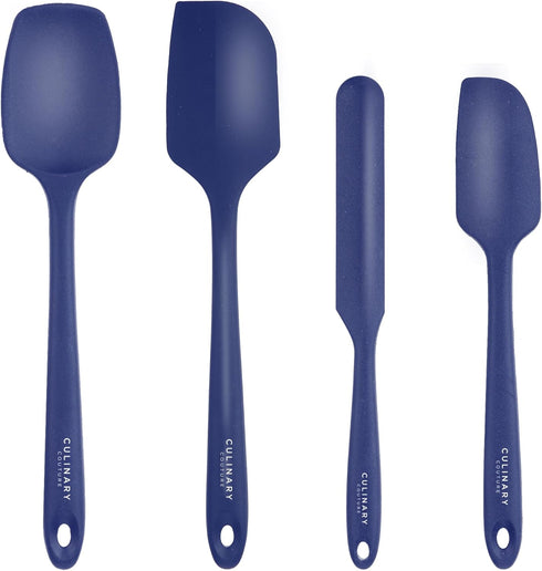 Culinary Couture 4-Piece Blue Baking Spatula Set - Rubber Spatulas Silicone Heat Resistant up to 428°F, BPA-Free - Spatula Set for Nonstick Cookwa...