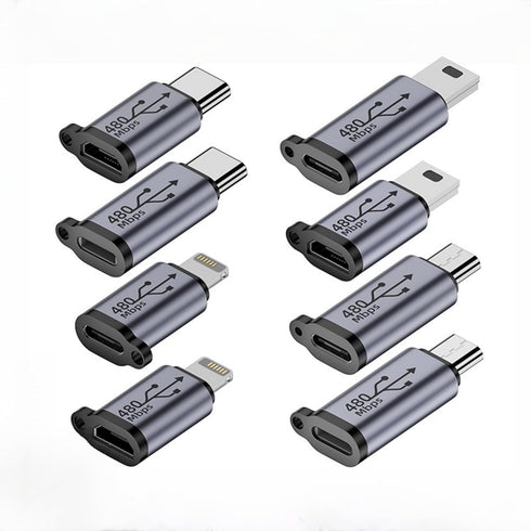 USB C/Micro USB to Mini USB Connector, USB C/Lightning to Micro USB Adapter, Micro USB/Lightning to USB C Extender, Type C/Micro USB Female to Lig...