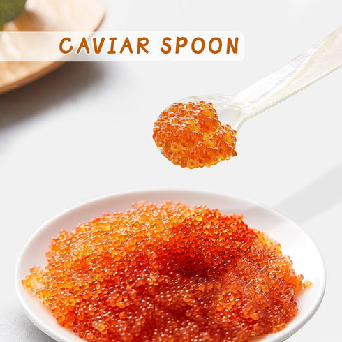 Caviar Spoons Shell Spoon, Hand Craft Mother ofPearl Caviar Spoons with Storage Box, Tiny Spoon WRound Handle for Caviar, Egg, lce Cream, Coffee,R...