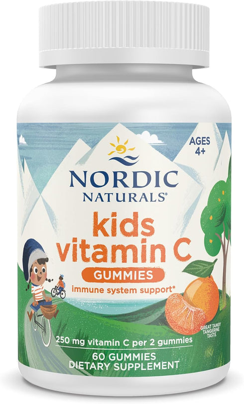 Nordic Naturals Kids Vitamin C Gummies - Tangy Tangerine - 60 Gummies - Vegan Vitamin C Supplement - Children’s Immunity and Antioxidant Support -...