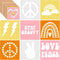 Henoyso 24 Pcs Boho Groovy Peace Stencil Set 8 x 8 Inch Plastic Drawing Painting Stencil Templates Stencil Assorted Stencils Reusable for Kids Pai...