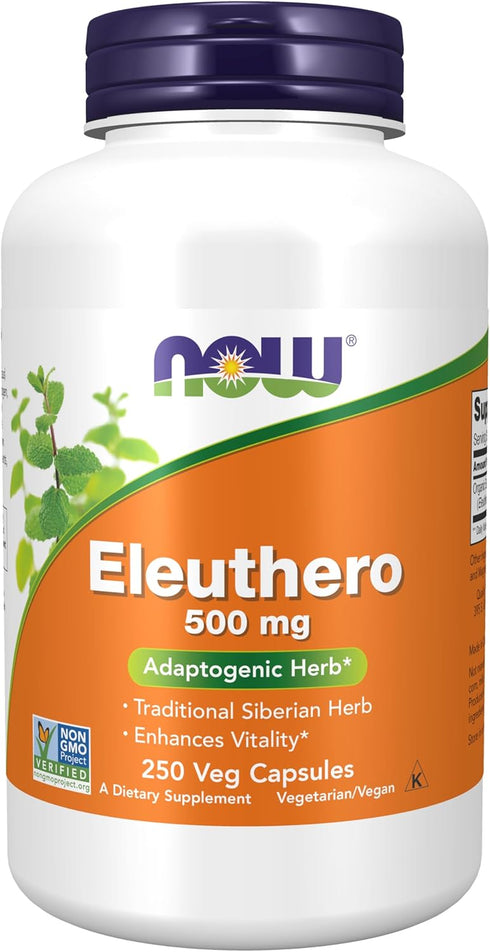 NOW Supplements, Eleuthero (Eleutherococcus senticosus) 500 mg, Adaptogenic Herb*, 250 Veg Capsules...