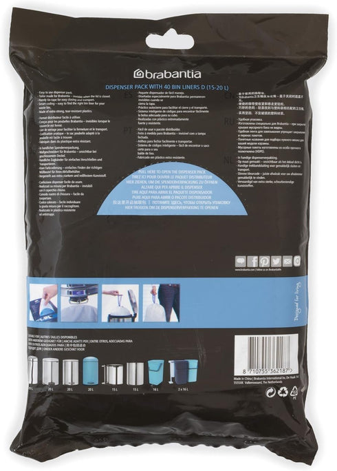Brabantia 362187 40 Trash Bags Dispenser, 4-5.3 gallon, White...