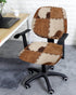 Vintage Leather Office Chair Covers 2 Piece, Abstract Cowhide Plaid Stretch Computer Chair Cover Universal Rotating Desk Chair Covers Washable Cha...
