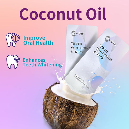 Coconut Whitening Strips,Enamel Safe Non-Slip Whitening Strips for Sensitive Teeth,18 Treatments Teeth Whitening Kit...