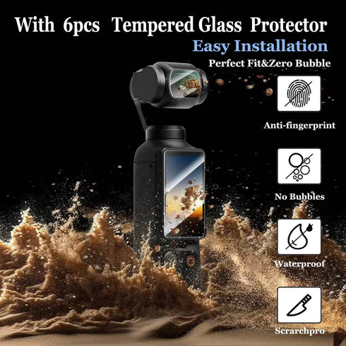 Waterproof Anti-shock Camera Case Hard Portable crossbody Bag Compatible for DJI OSMO POCKET 3, 3pcs LCD and 3pcs Lens Screen Protector Tempered G...
