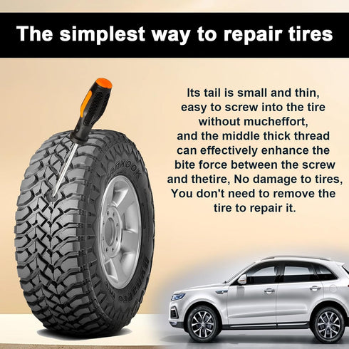 40 PCS Tire Repair Rubber Nail, Rubber Screw Tire Plugs Self-Service Vacuum Tire Repair Nail Kit Tires Quick Puncture Repair Tools or Car, Truck, ...