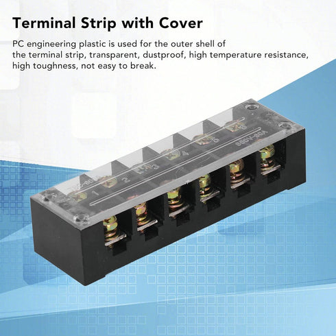 2pcs 60A 600V Terminal Strip, Dual Row Screw Clamp Wire Terminal Block with Clear Cover for Bridge Lighting, Connectors for Electrical Cables for ...