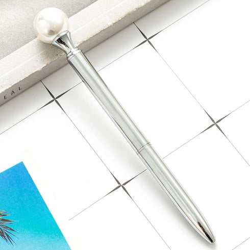 6 Pieces False Pearl Decoration Twist Metal Ballpoint Pen Ball Pen 1.0 MM Black Ink...
