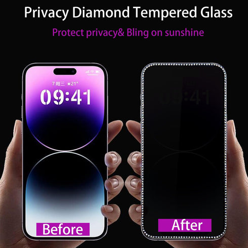 2PCS Glitter Privacy Screen Protector suit for iPhone 12/iPhone 12 Pro, Anti-spy Diamond Bling Shiny Sparkling Tempered Glass Suit for iPhone 12/i...