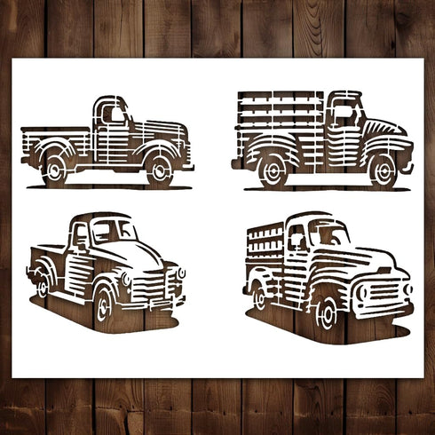 Old Truck Stencil | Reusable Vintage Car Stencils for Painting on Wood, Glass, Wall, Rock, Fabric, Walls, Canvas, Glassware | Vintage Red Truck St...