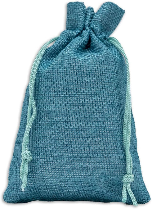 12-Pack 5.5x7.75 Natural Burlap Gift Bags w. Drawstring (Teal Blue, Medium) for Party Favors, Presents or DIY Craft by TheDisplayGuys...