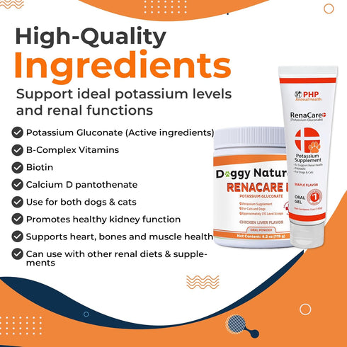RenaCare K is for Renal K (Potassium Gluconate) Potassium Supplement Gel for Dogs and Cats, (5 oz) with Maple Flavor (Made in U.S.A)...