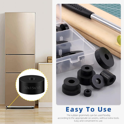Glarks 40Pcs 8 Sizes Round Rubber Spacer Assortment Kit, Multi Purpose Black Round Neoprene Washers Anti Vibration Rubber Spacer Bushings for Elec...