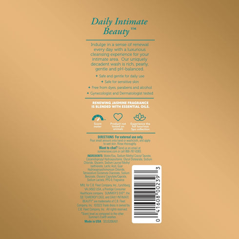 Summer's Eve Spa Daily Intimate Wash, Renewing Cleansing All Over Feminine Body Wash, Jasmine Scented pH-Balanced Feminine Wash, 12oz Bottle...