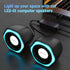 Computer PC Speakers USB Powered 3.5mm AUX Jack Volume Control Ice-Blue LED Light HiFi Stereo Sound Quality Mini Gaming Desktop Monitors Laptops S...