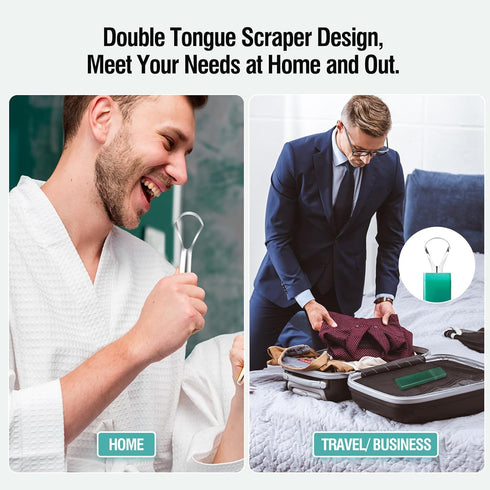 RONAVO Tongue Scraper Cleaner for Adults and Kids with Handy Travel Case, Professional Heavy Duty Scraper, Healthy Oral Care, Fights Bad Breath Od...