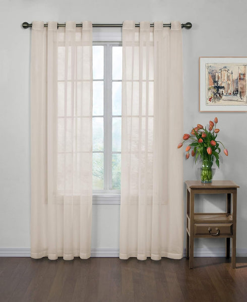 Odor Neutralizing Sheer Voile Grommet Window Curtain for Bedroom or Living Room (1 Panel), 59 in x 95 in, Ivory...
