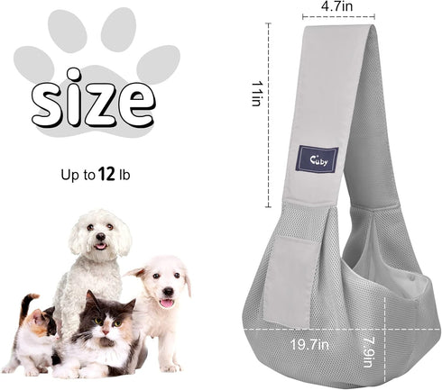 CUBY Dog and Cat Sling Carrier Puppy Breathable Mesh Sling Carrier for Outdoor Travel Dog Carring Carrier for Small Dogs?Grey?...