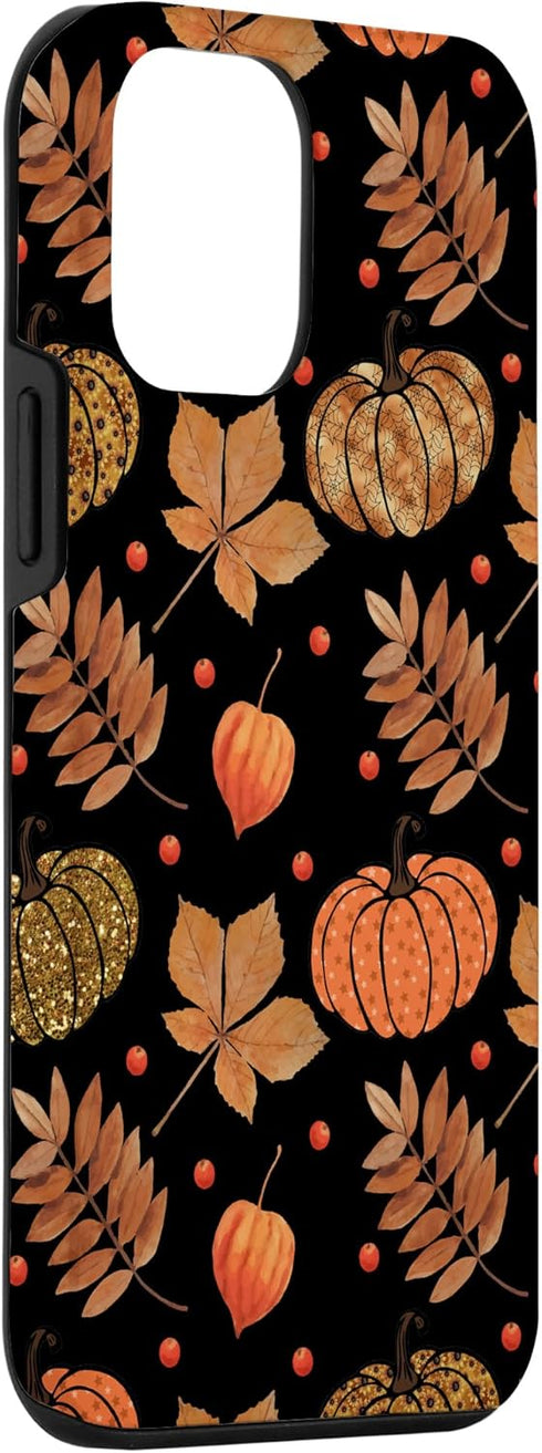 iPhone 12 mini Fall Leaves and Pumpkins Pattern Halloween Autumn Gifts Case...