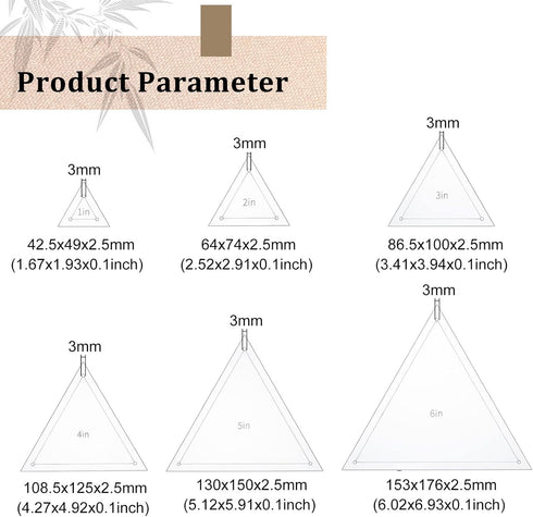 BENECREAT 6Pcs Free Motion Triangle Quilting Template Set, Acrylic Transparent Quilting Rulers for Machines Quilting DIY Designs On Shirts...
