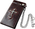 Mens Boys Skull Gothic Cross Zipper Checkboot Long Leather Biker Wallet With Chain...