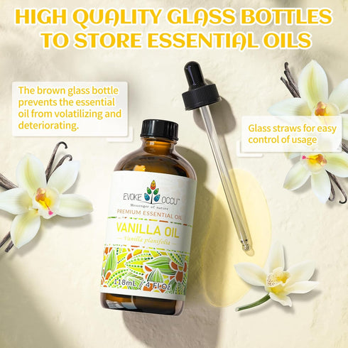 EVOKE OCCU Vanilla Essential Oil 4 Fl Oz, Pure Vanilla Oil for Skin, Diffuser, Aromatherapy - 118ml...