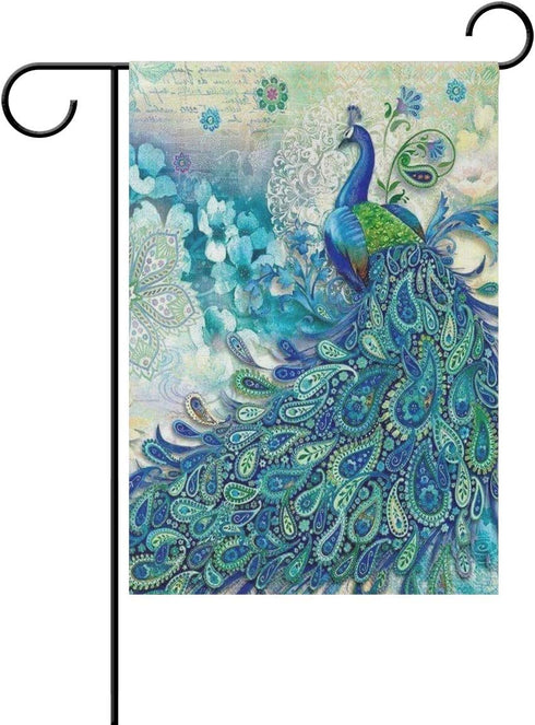 Home Decorative Garden Flag, Beautiful Peacock Double Sided House Yard Flag Ornament 12 x 18 inch...