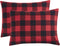 Wake In Cloud - Plaid Pillow Cases, 100% Washed Cotton, Buffalo Check Gingham Checkered Farmhouse, Set of 2 Pillowcases Pillow Shams Covers, Red B...