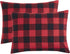 Wake In Cloud - Plaid Pillow Cases, 100% Washed Cotton, Buffalo Check Gingham Checkered Farmhouse, Set of 2 Pillowcases Pillow Shams Covers, Red B...