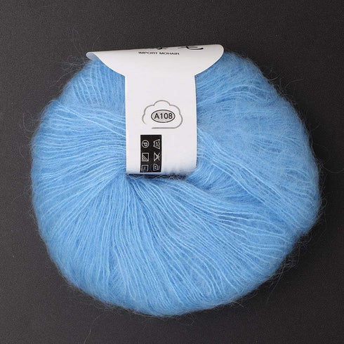 Popular Soft Mohair Knitting Angora Wool Yarn for DIY Knitting (with a Crochet)(Light Blue)......