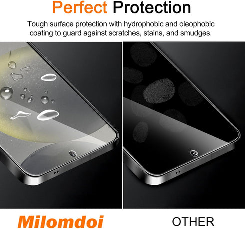 Milomdoi 4 Pack Screen Protector for Samsung Galaxy S24 6.2 Inch with 4 Pack Tempered Glass Camera Lens Protector, Ultra 9H Accessories, Case Frie...