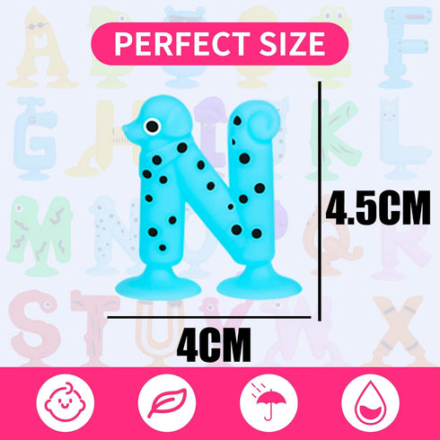 Suction Toys Kids Bath Toy for Toddler Aged 3, 30PCS Animal Alphabet Number Sucker Toy, Montessori Sensory Toy Gift for Kids Aged 4-8, Educational...