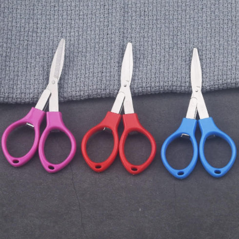 8 Pieces Folding Scissors Anti-Rust Stainless Steel Safety Mini Scissor Travel Folding Scissors...