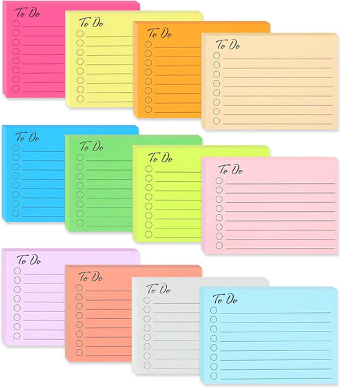 (12 Pack) to Do List Sticky Notes, 3x4 in Post, 504 Sheets to Do lined Sticky Notes, 12 Colors to Do List Notepad, to Do List Planner, Daily to Do...