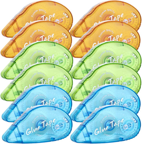12 Pack Double Sided Tape Roller, Scrapbooking Tape, Permanent Adhesive Tape Dispenser Runner for Crafts and Arts Projects, Photo-Safe...