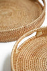 HITOMEN 11.8'' Hand-Woven Round Rattan Serving Tray Decorative Wicker Trays with Handles for Coffee Table (Natural-M)...