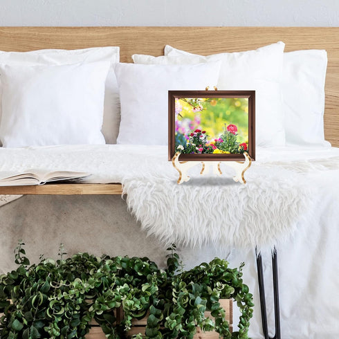 PATIKIL 7" Acrylic Decorative Plate Stand Holder, 2 Pack Table Use Foldable Picture Easel Frame Holder for Displaying Photos, Card, Canvases, Whit...