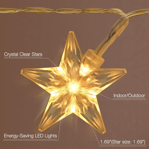 Star String Lights - 50 LED Battery Operated String Lights for Bedroom with Remote and Timer, Indoor Outdoor Fairy Twinkle Lights for Christmas, K...