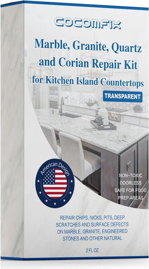 Quartz Countertop Chip Repair Kit. Marble and Granite Repair Kit.(Transparent) - Quickly Repair Countertop Chips and Cracks & Scratches. for Quart...