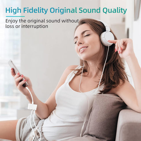 3.5mm Headphone Splitter for iPhone iPad 3 in 1 Earphone Jack Adapter with Fast Charging Lightning Audio Jack Connector Compatible for iPhone 14 1...