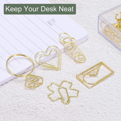 YOKIVE 20 Pcs Paper Clips, Envelope Shape | Keep Desk Neat, Great for Art, Home, Daily Use (Gold)...