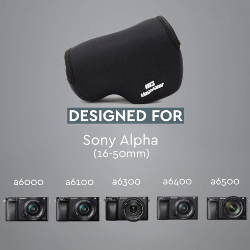 MegaGear MG064 Ultra Light Neoprene Camera Case Compatible with Sony Alpha A6400, A6500, A6300, A6000 (16-50 mm)-Black (MG063)...