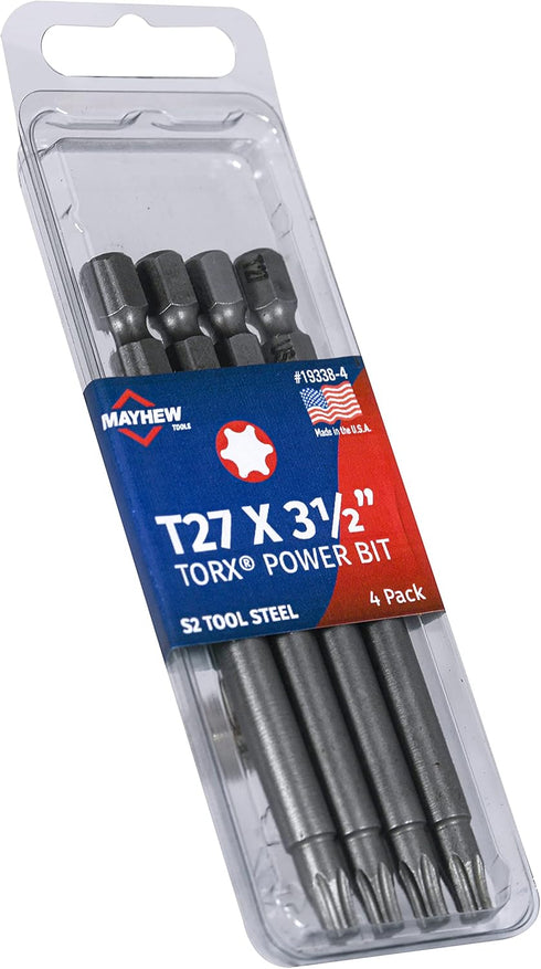 Mayhew Tools 19338-4 USA Torx Power Bit, T27 x 3.5", 4-Pack...