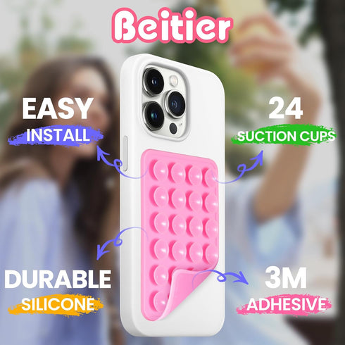 4PCS Silicone Suction Phone Case Mount, Hands-Free Phone Accessories Holder, Durable Strong Grip Holder for Selfies and Videos, Silicon Phone Stan...
