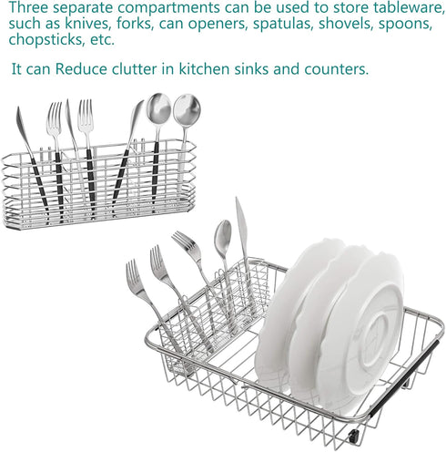 304 Stainless Steel Utensil Holder, Dish Drying Rack, kitchen Utensil Organizer, Knife and Fork Drainage Rack, Kitchen Drainage Basket Accessories...